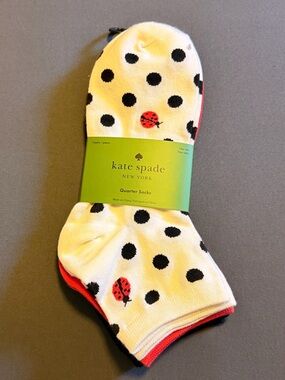 Kate Spade 3-pack Quarter Socks - Ladybugs